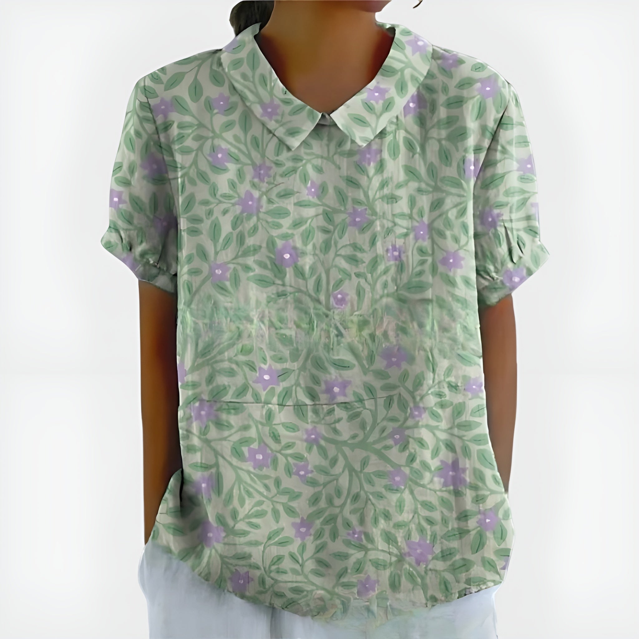 Green with Floral Print / 4XL
