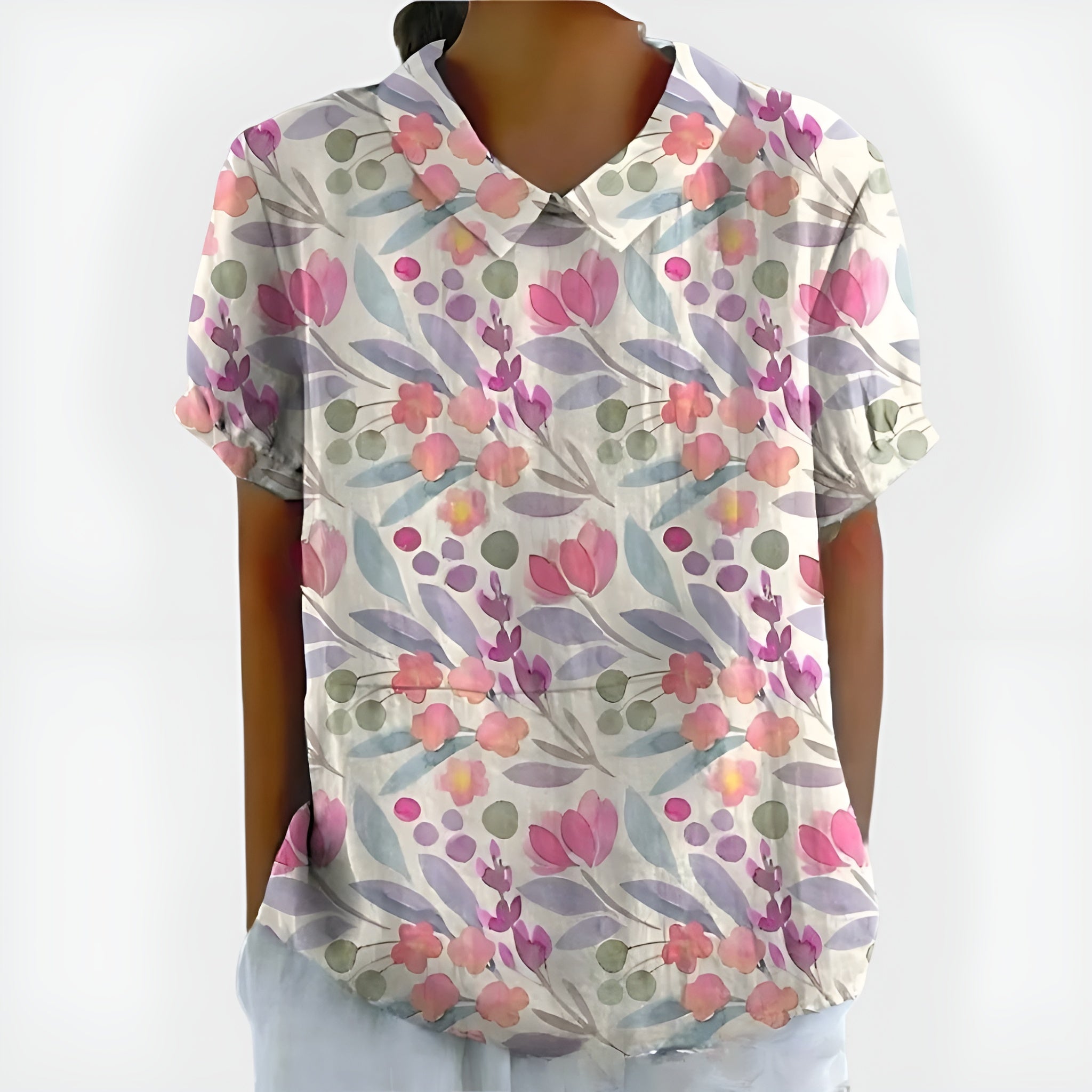 White Floral Print / 4XL